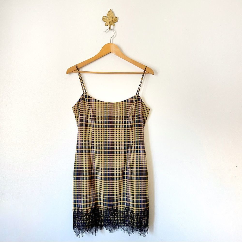 Lovers + Friends Yellow plaid Mini dress NWT size medium Y2K - Picture 2 of 8